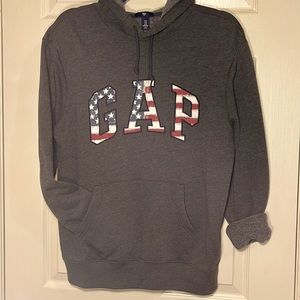 GAP American Flag Logo Fleece Lined Pullover Hoodie